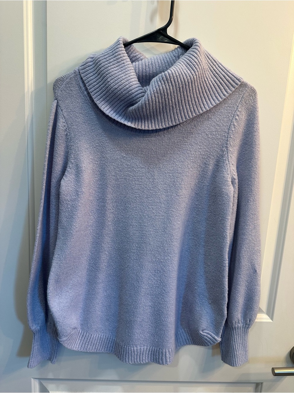 Tahari Lavender Ribbed Cowl-Neck Sweater